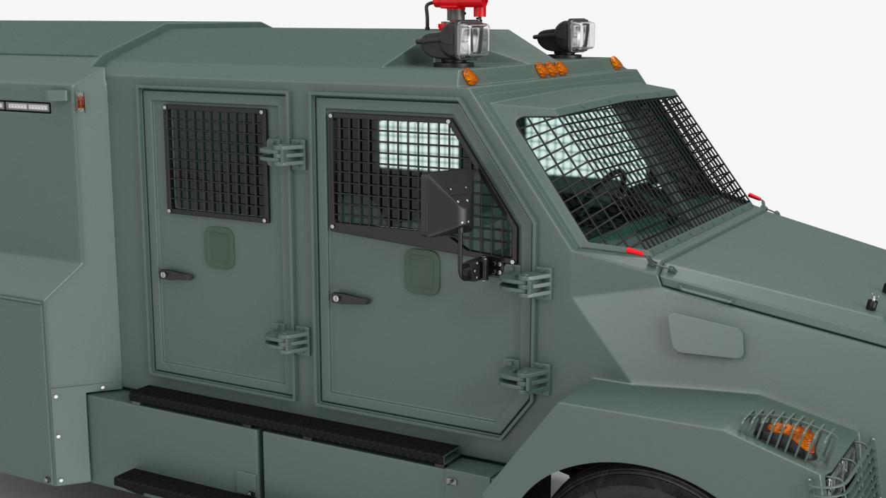 3D Armored Water Cannon Truck Green Simple Interior model