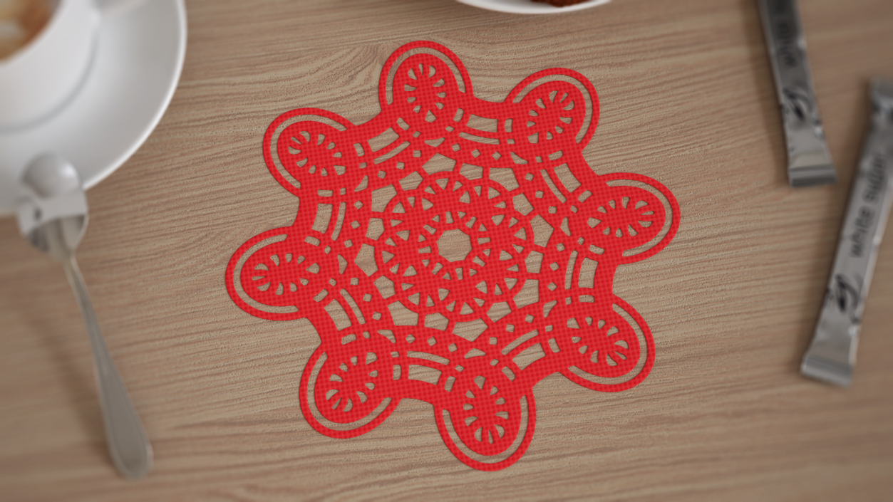 Disposable Lace Paper Placemat Red 3D model