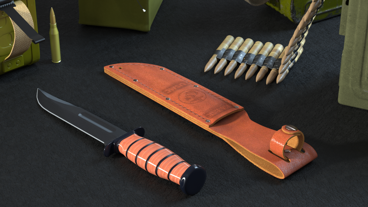 3D model Ka Bar USMC Mark II Utility Knife with Sheath