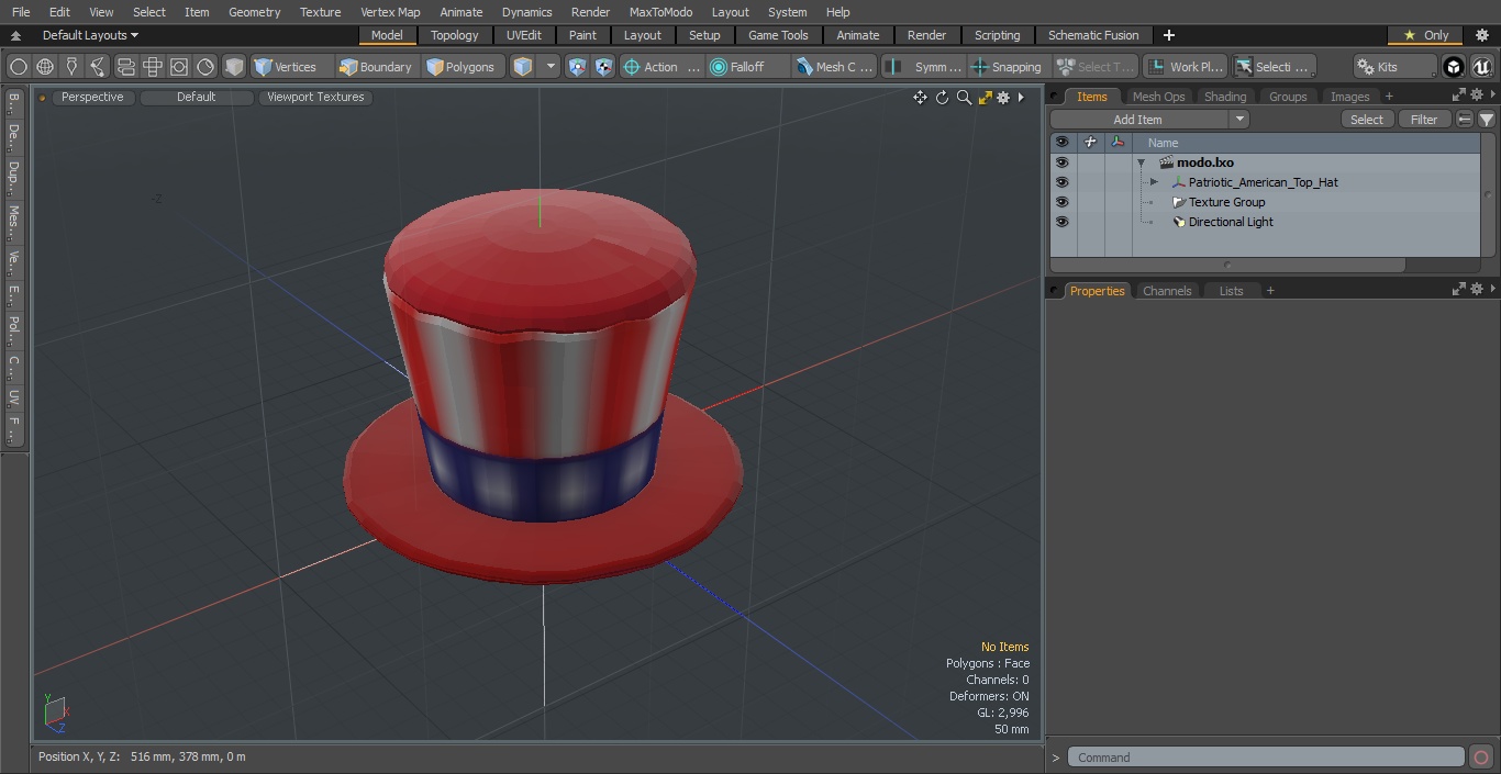 3D Patriotic American Top Hat