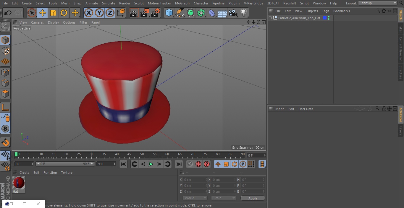 3D Patriotic American Top Hat