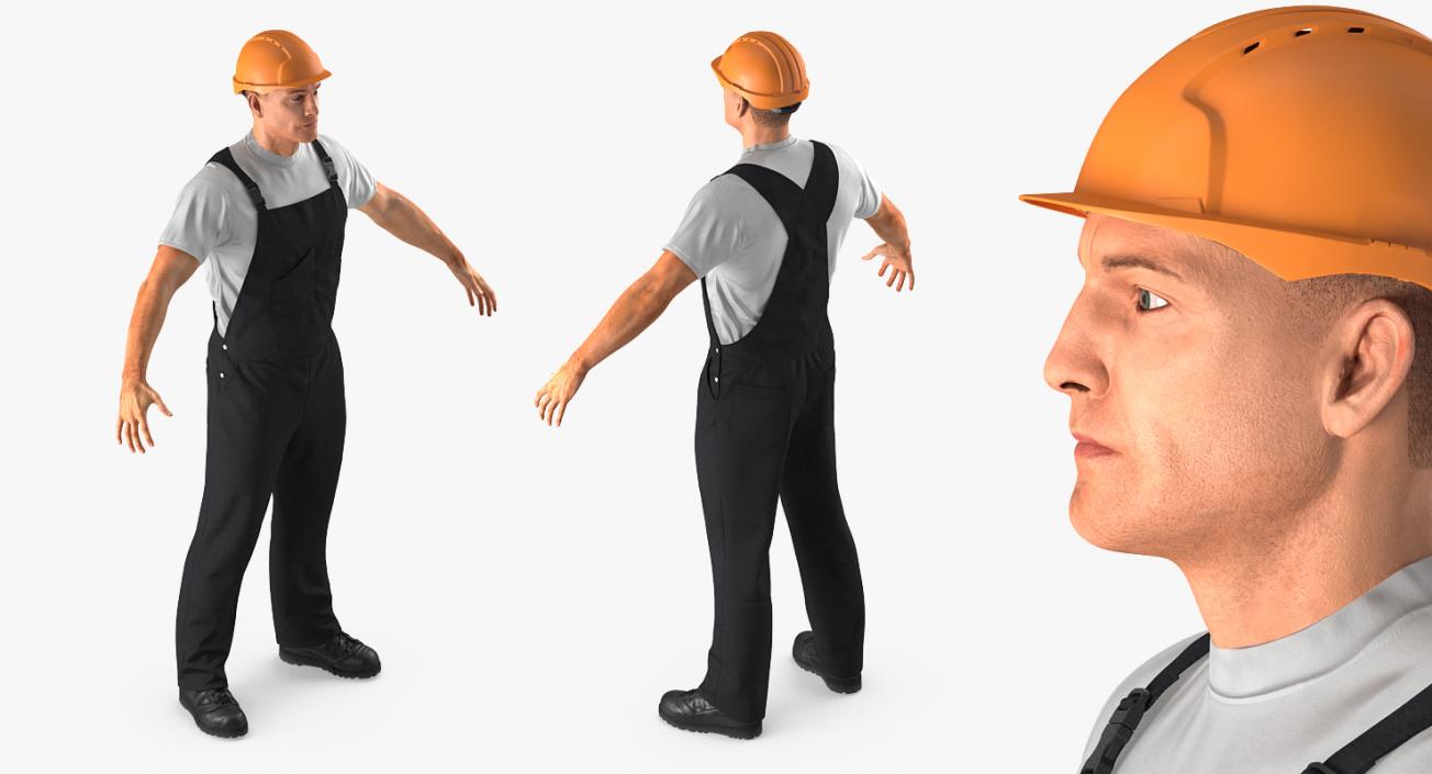 Worker Black Uniform Rigged 3D