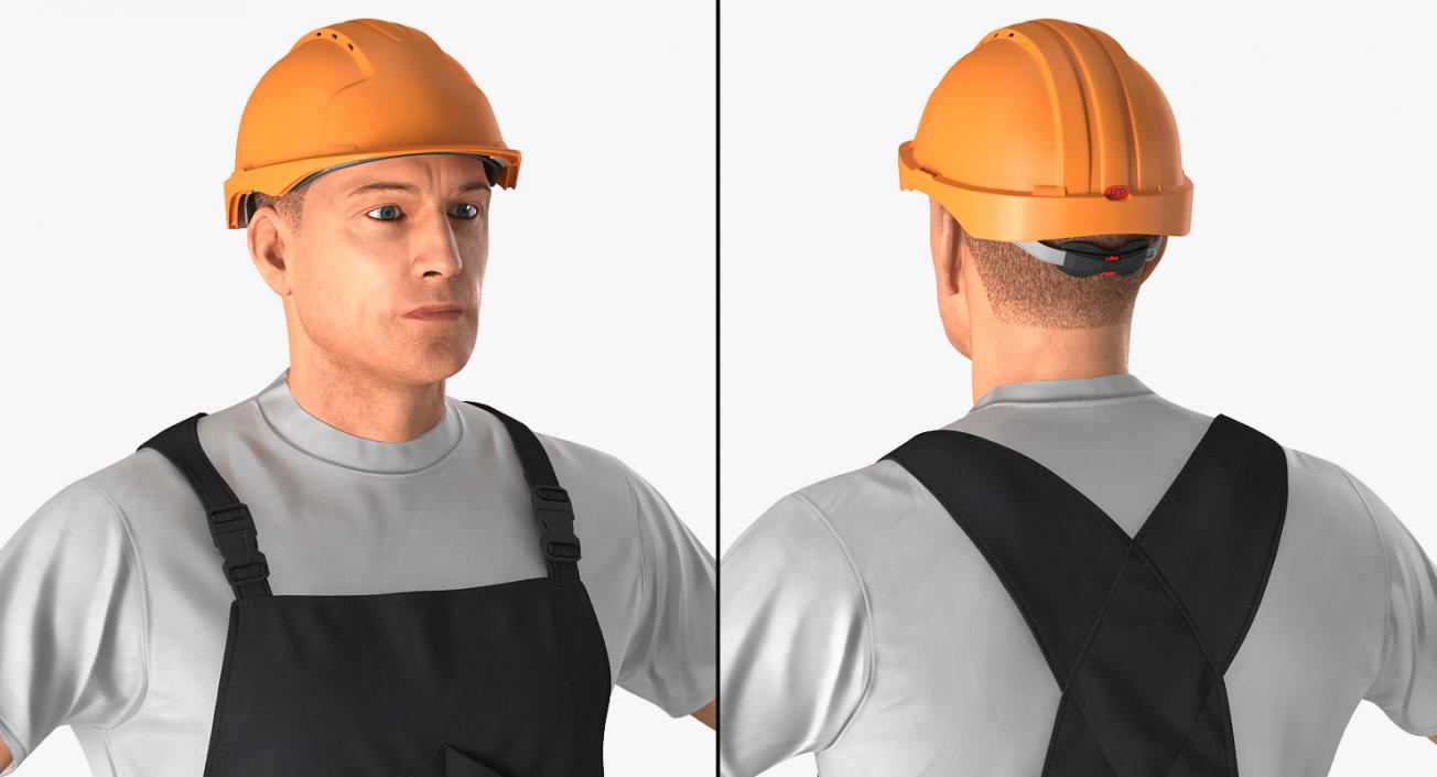 Worker Black Uniform Rigged 3D