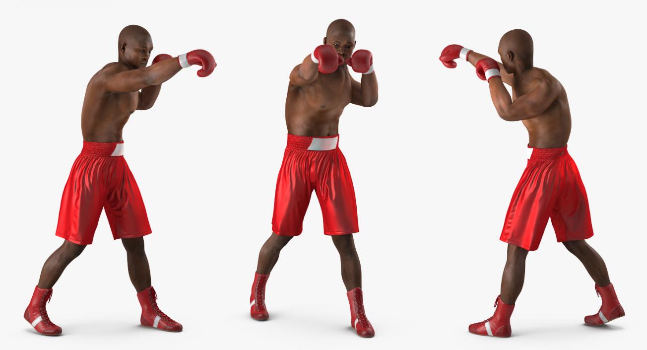 3D model African American Boxer Red Suit 2 Rigged