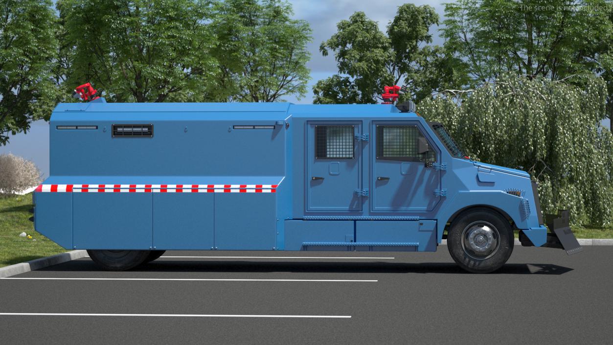 3D Riot Control Vehicle Blue Simple Interior