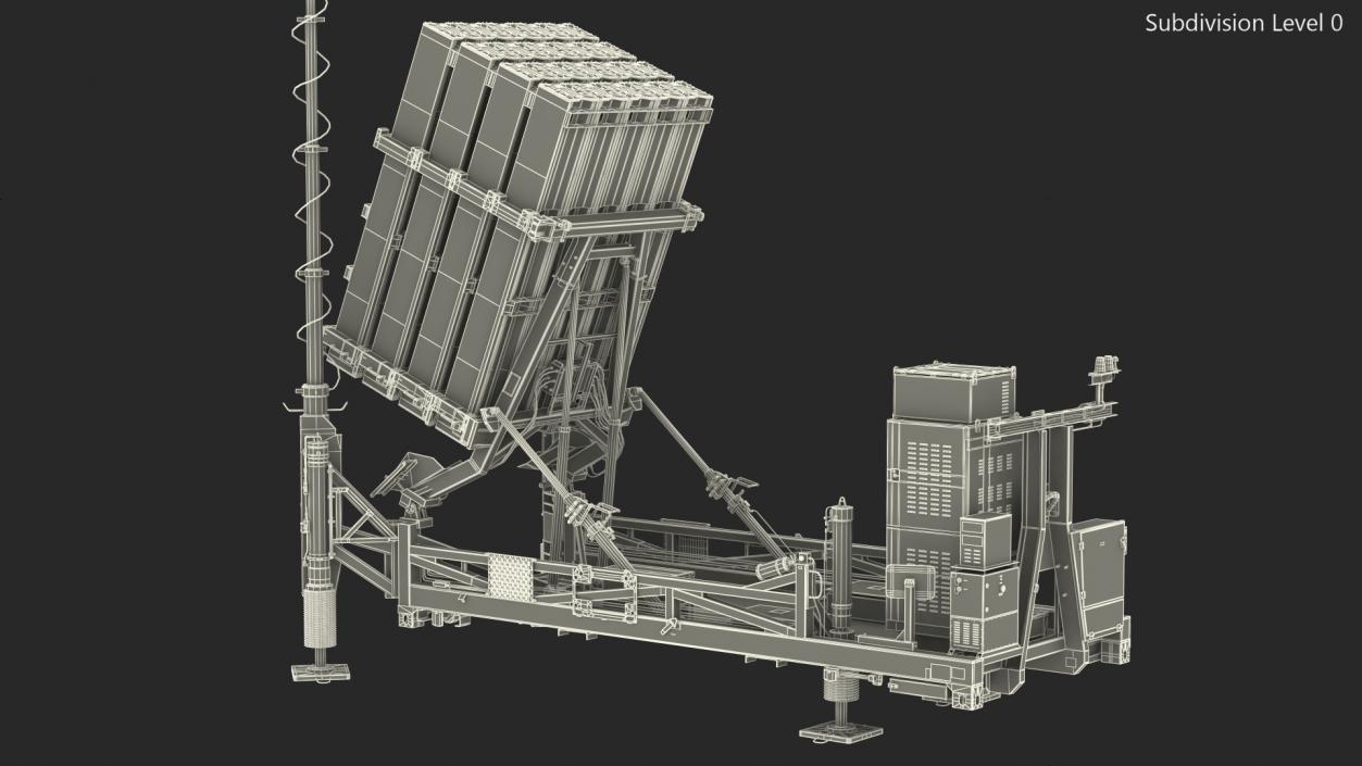Iron Dome Mobile Air Defense System Rigged 3D