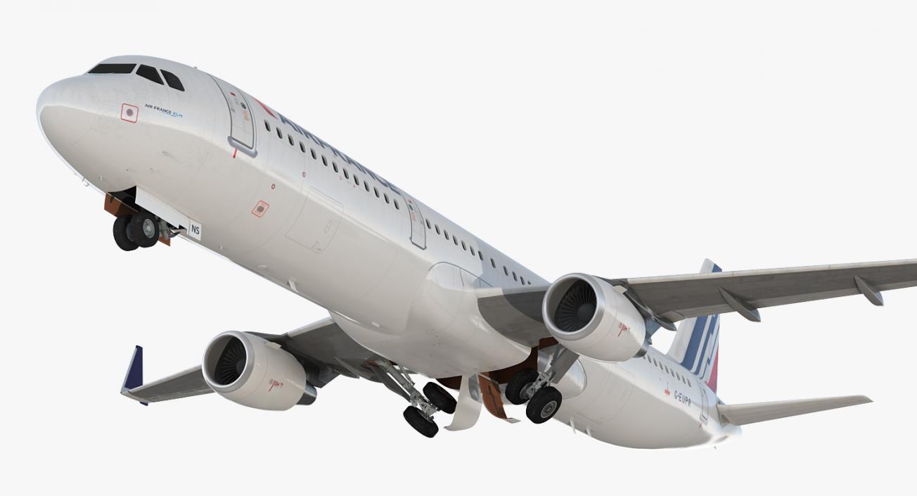 3D Airbus A321 Air France with Interior Rigged model