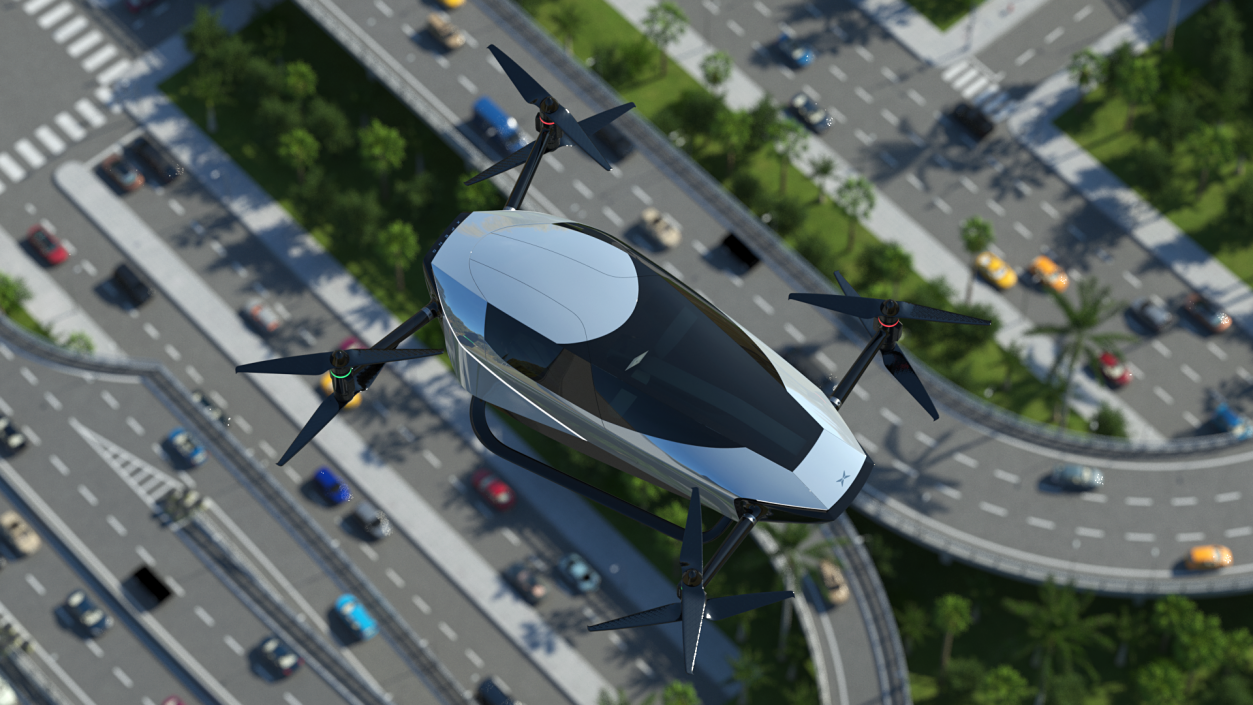 3D Xpeng X2 Flying Car Rigged