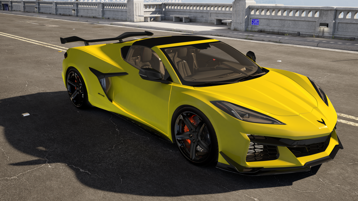 Yellow Chevrolet Corvette Z0 2023 Coupe 3D model