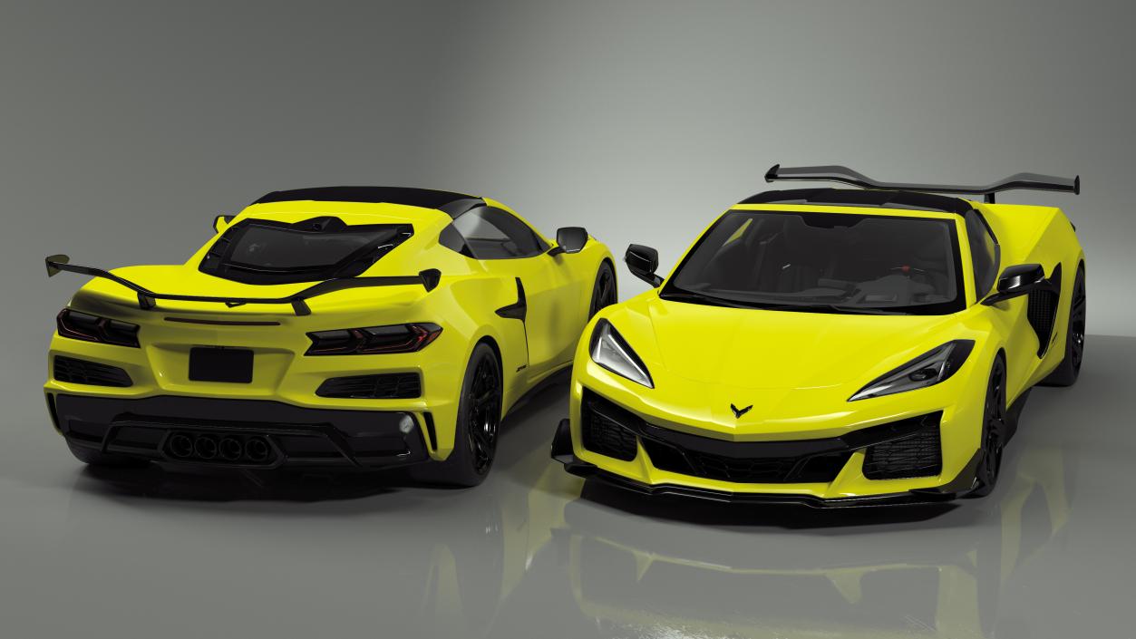 Yellow Chevrolet Corvette Z0 2023 Coupe 3D model