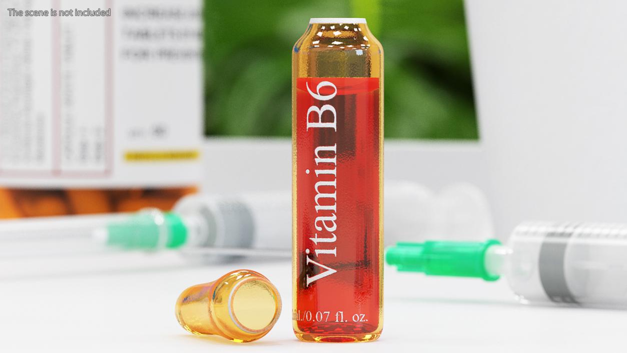 3D model Vitamin B6 2ml Amber Ampoule Opened