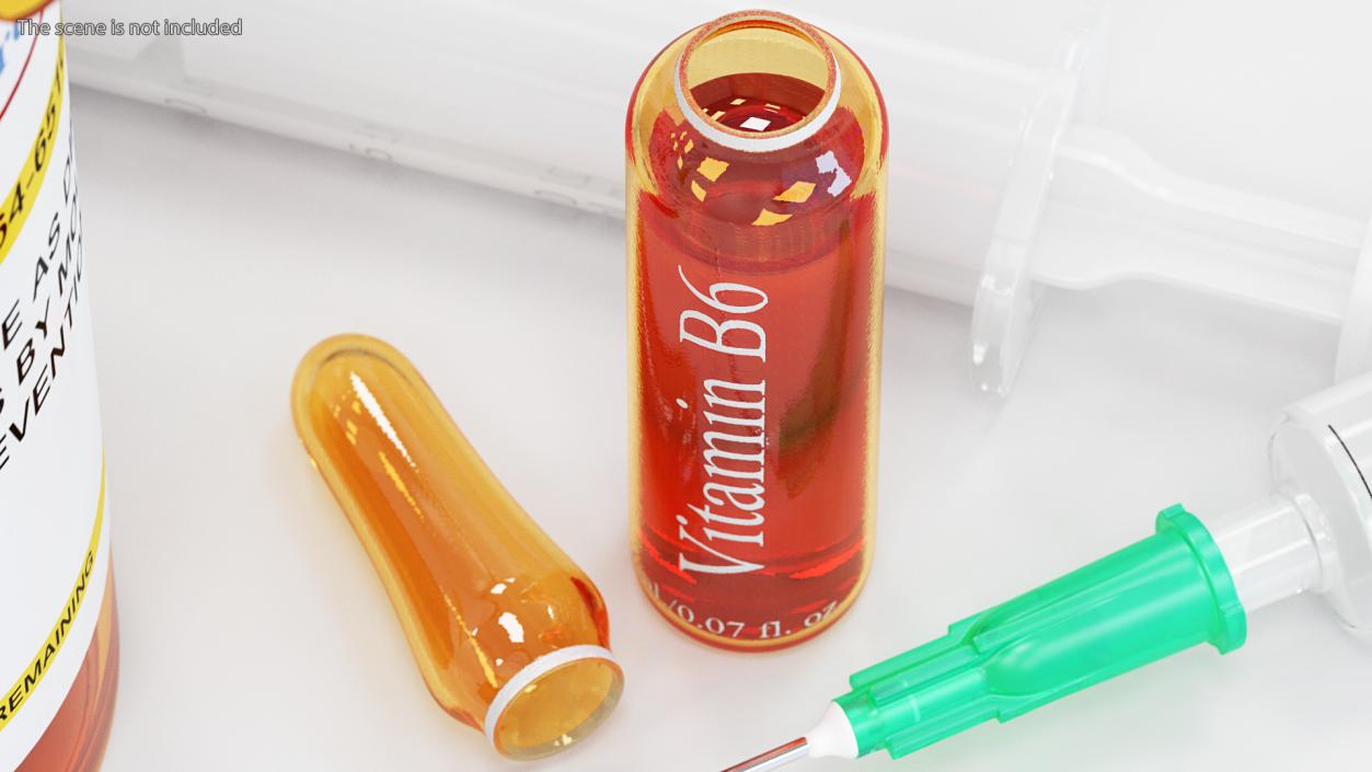 3D model Vitamin B6 2ml Amber Ampoule Opened