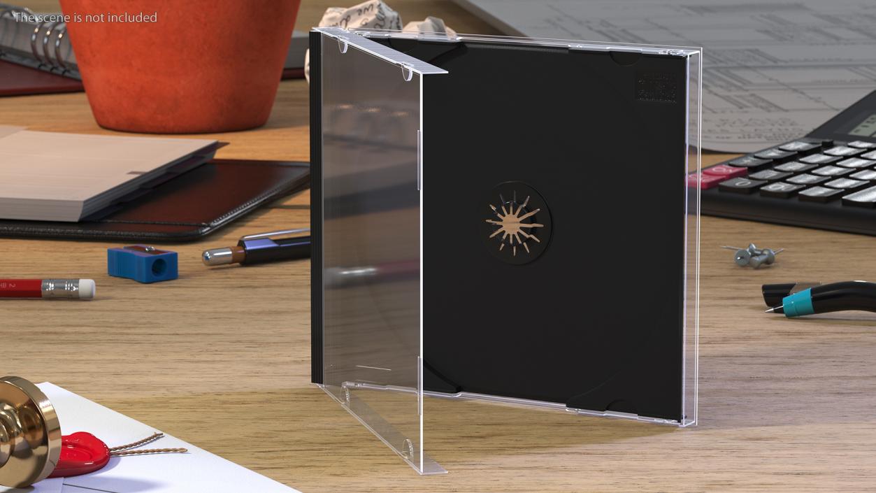 Single Clear CD Jewel Case with Black Tray 3D