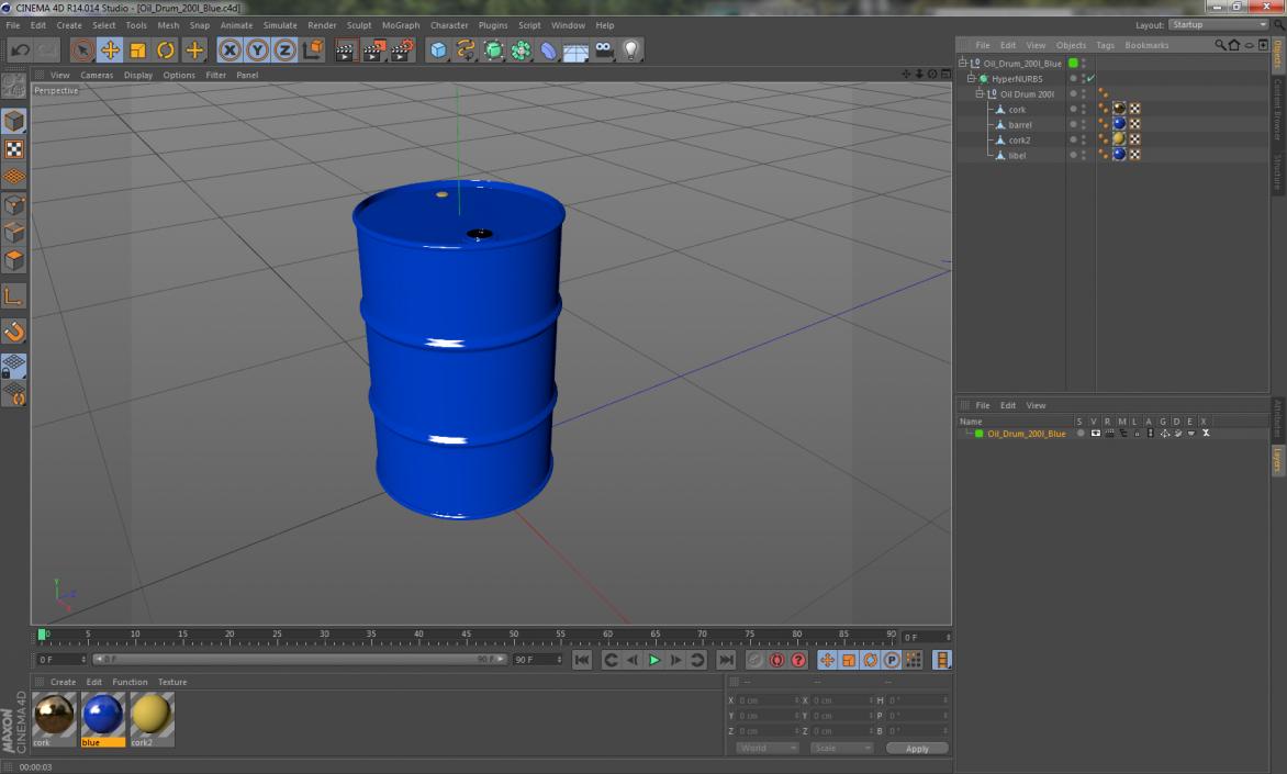 3D Oil Drum 200l Blue model