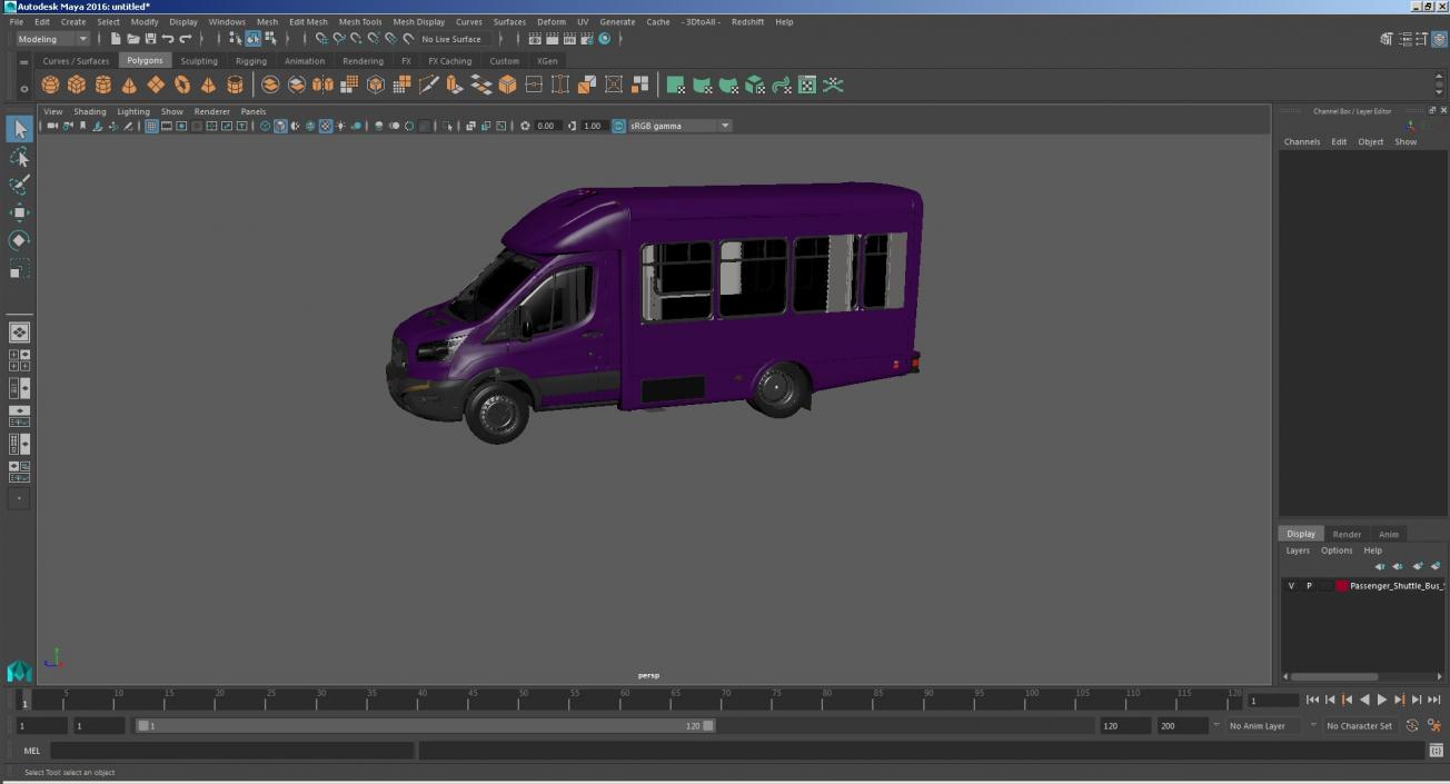Passenger Shuttle Bus Simple Interior 3D