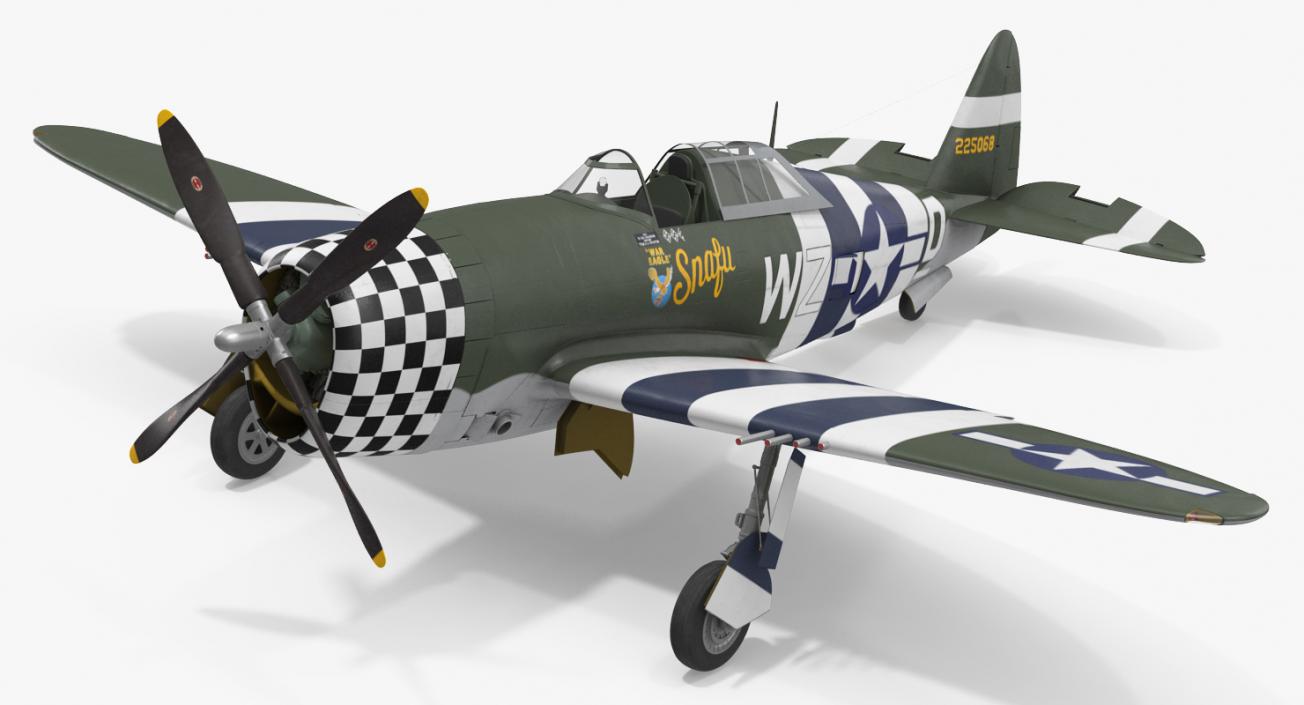 Fighter Aircraft Republic P-47 Thunderbolt US WWII Rigged 3D