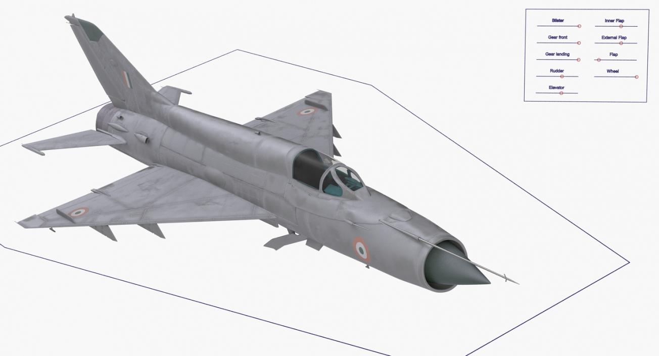 3D model MiG-21 Bison Indian Air Force IAF Rigged