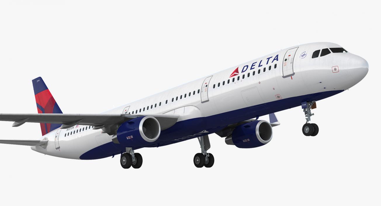Airbus A321 Delta Airlines with Interior Rigged 3D