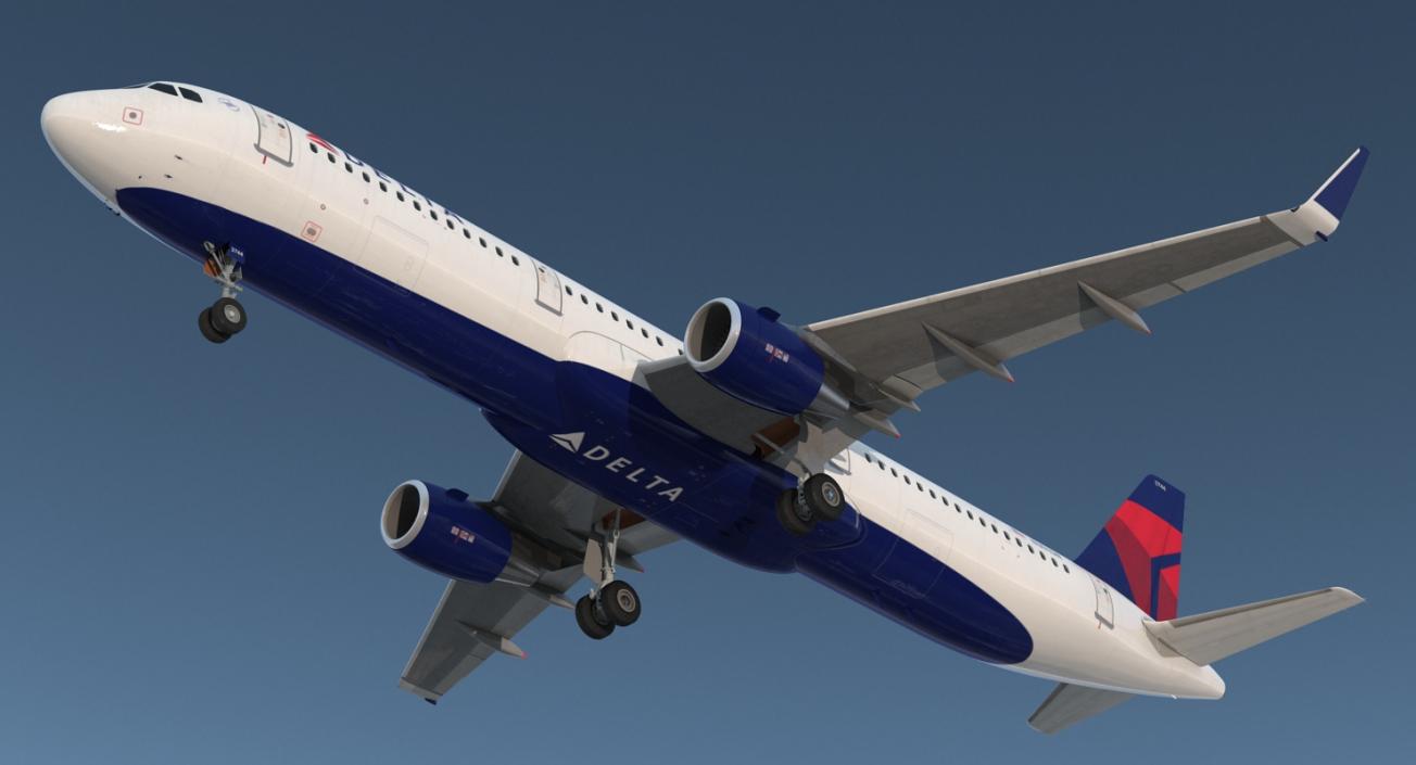 Airbus A321 Delta Airlines with Interior Rigged 3D