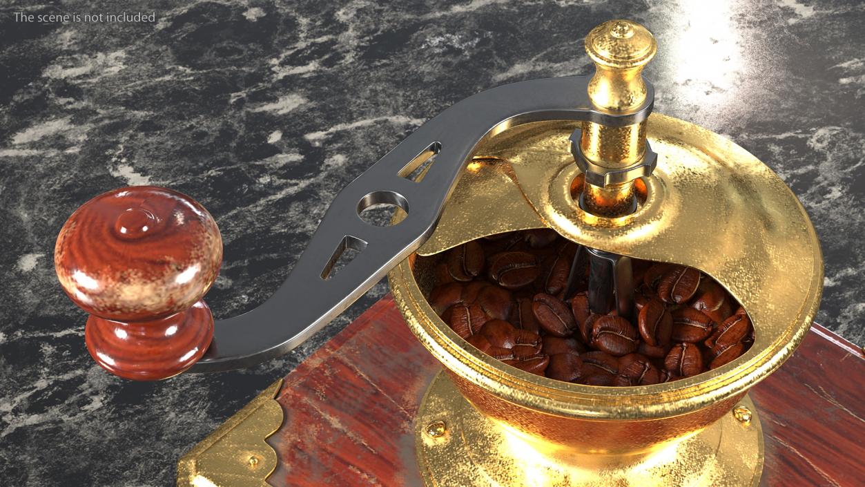 3D model Vintage Coffee Grinder with Coffee Beans