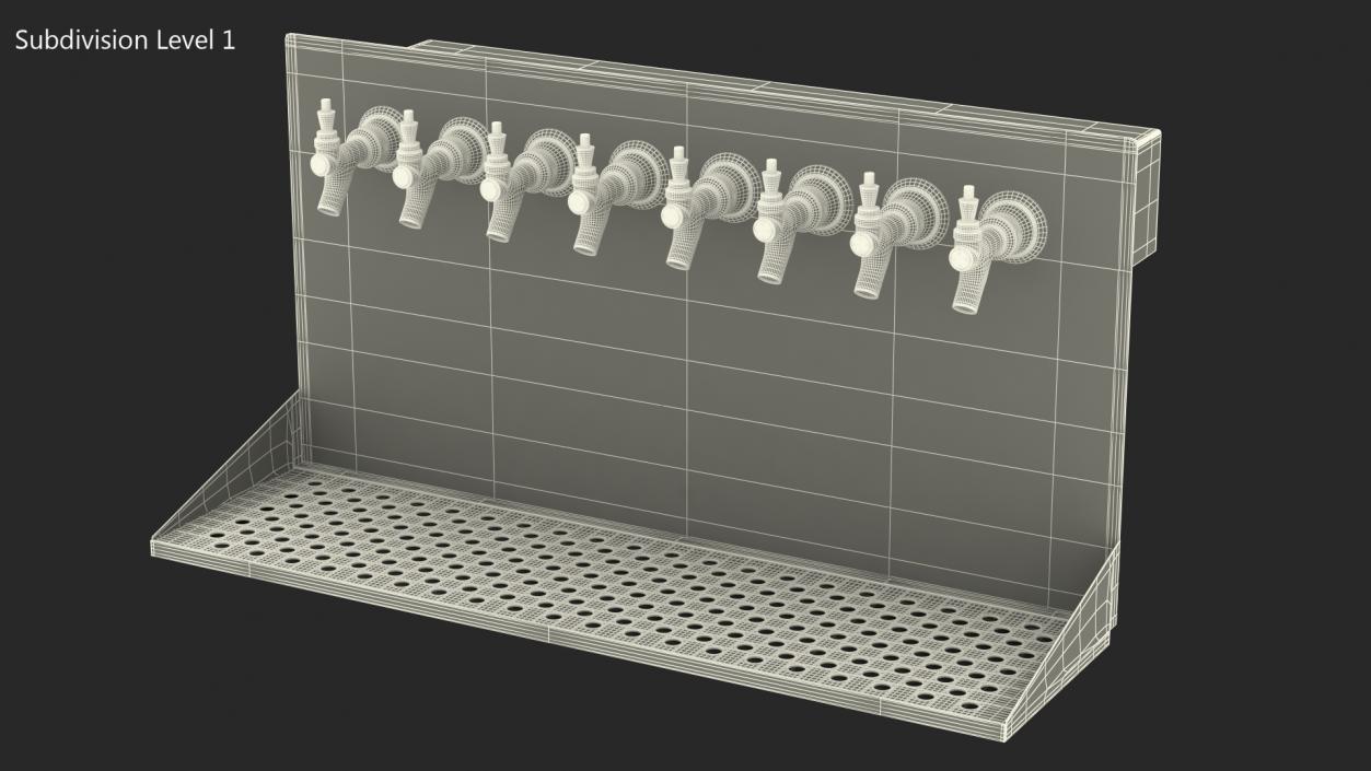 Wall Mount Beer Dispenser 8 Faucet 3D model