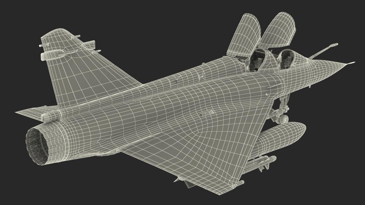 Dassault Mirage 2000N Tactical Bomber Camouflage with Armament Rigged 3D model