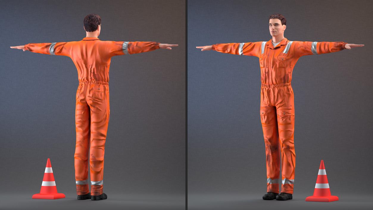 Dirty Road Worker Rigged 3D model