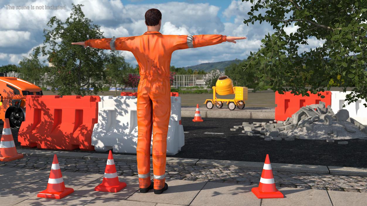 Dirty Road Worker Rigged 3D model