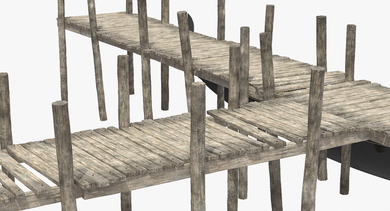 3D Wooden Old Pier with Gondola model