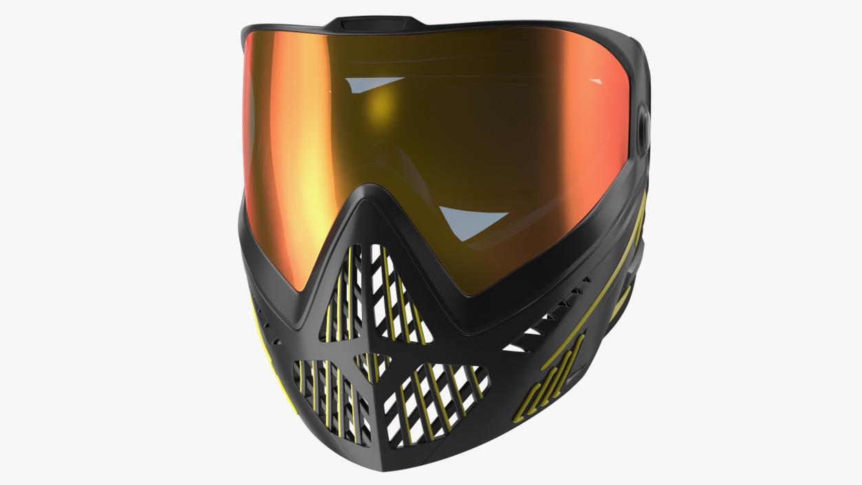 3D Airsoft Paintball Protective Mask Black Yellow