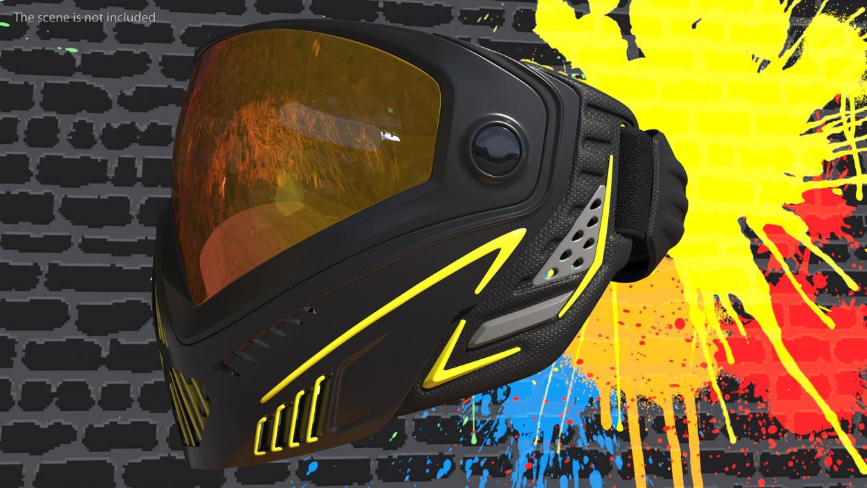 3D Airsoft Paintball Protective Mask Black Yellow