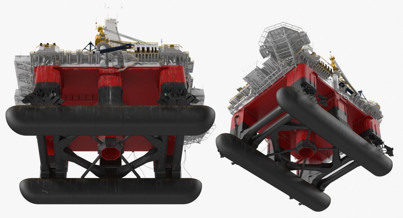 3D Semi Submersible Drilling Rig Rigged