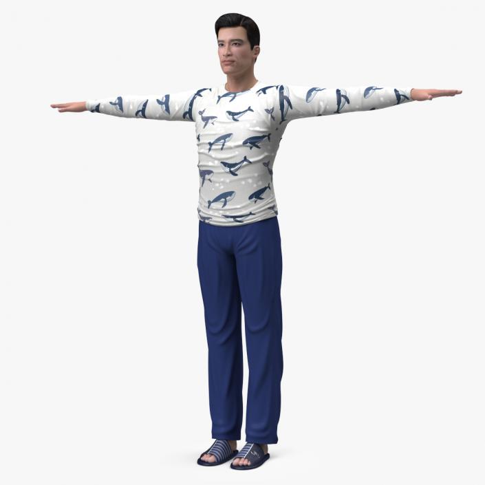 3D model Asian Man Home Style Clothes T Pose