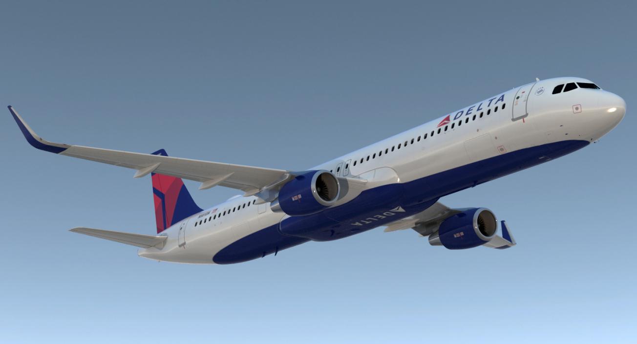 3D Airbus A321 NEO Delta Rigged model
