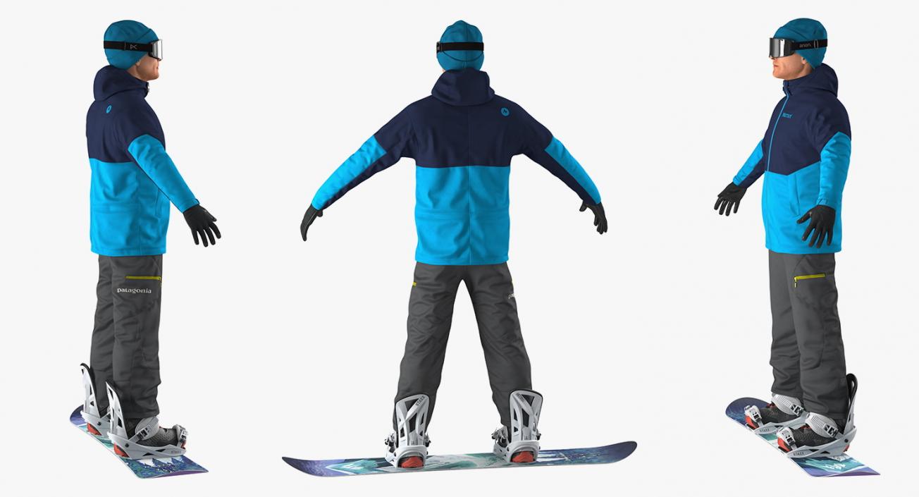 3D model Snowboard Man Rigged