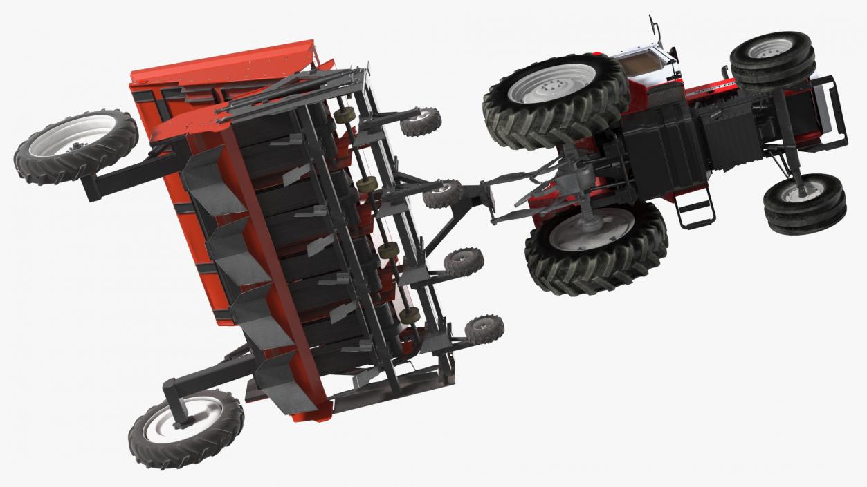 Vintage Tractor Ferguson With Potato Planter 3D model