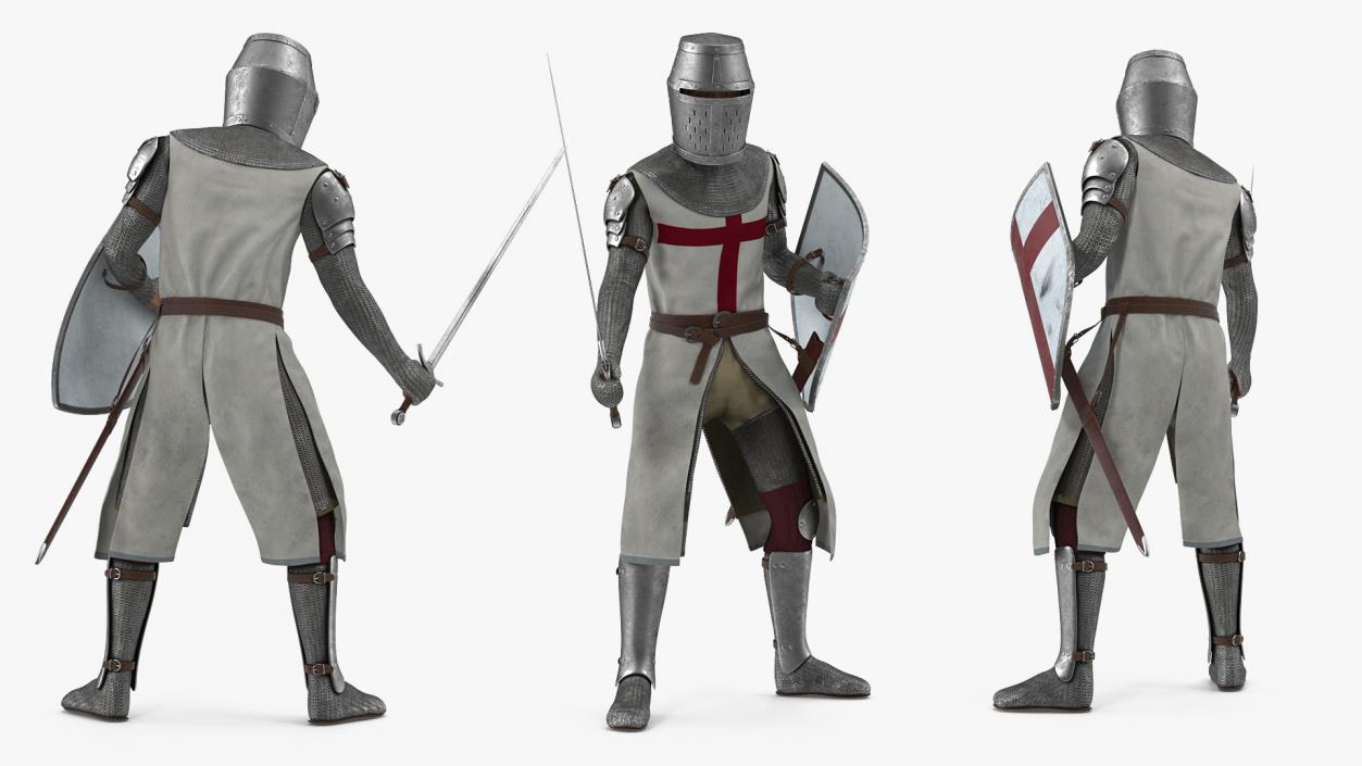3D model Crusader Knight Templar Attack Pose