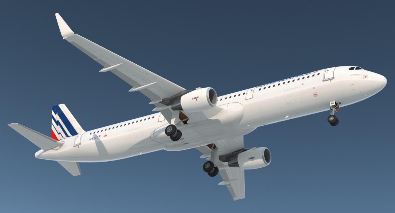 3D Airbus A321 with Interior and Cockpit Air France model