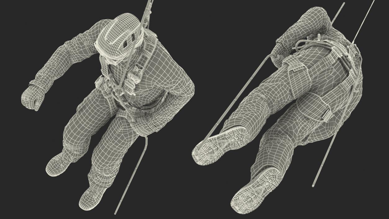 3D model Alpinist Worker Suspended Pose
