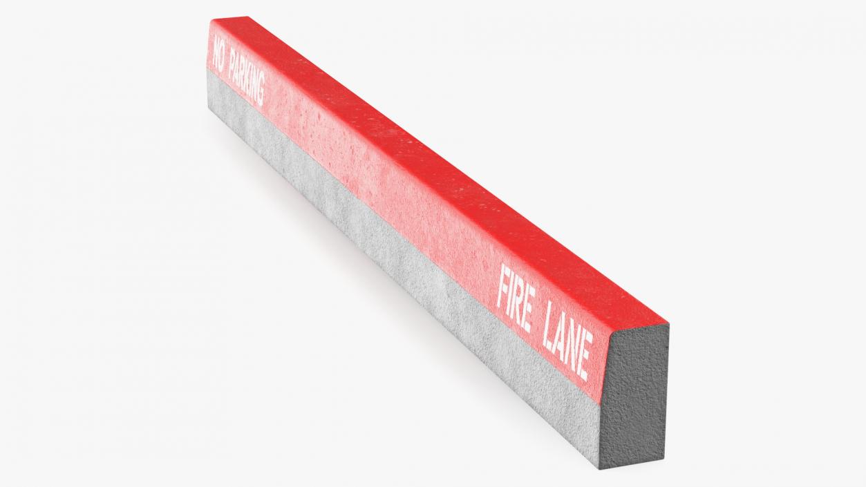 3D Street Curb 3m Red Fire Lane model