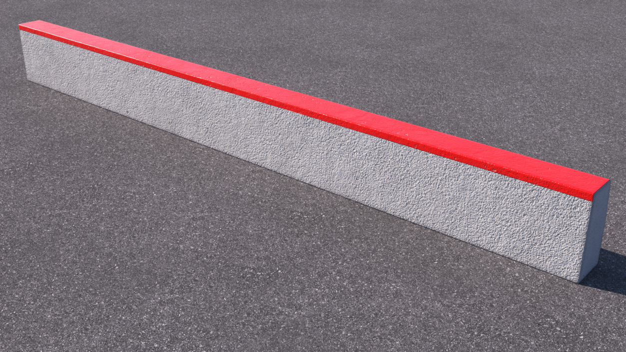 3D Street Curb 3m Red Fire Lane model