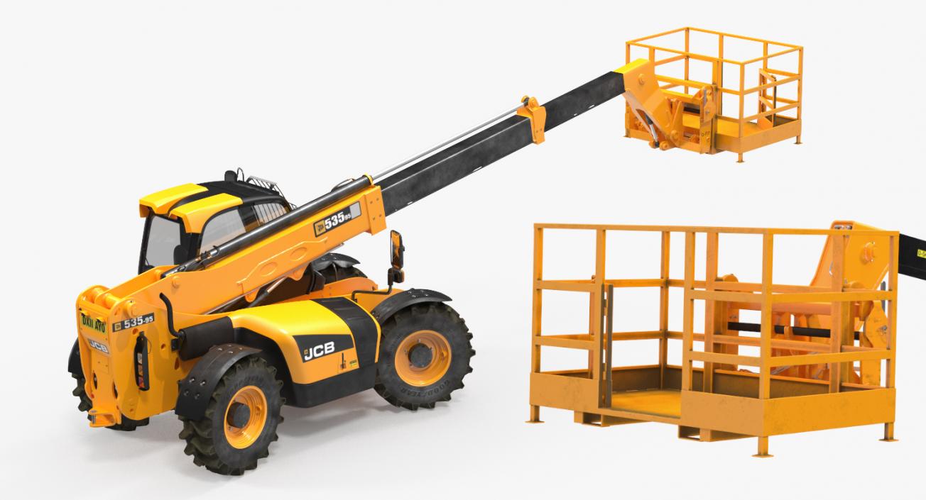 JCB 535 Telehandler Forklift Access Platform Dirty Rigged 3D