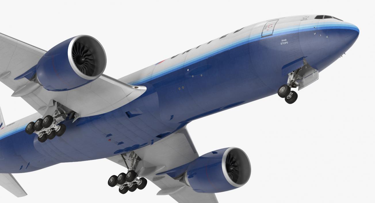 3D Boeing 777 Freighter United Airlines Rigged model