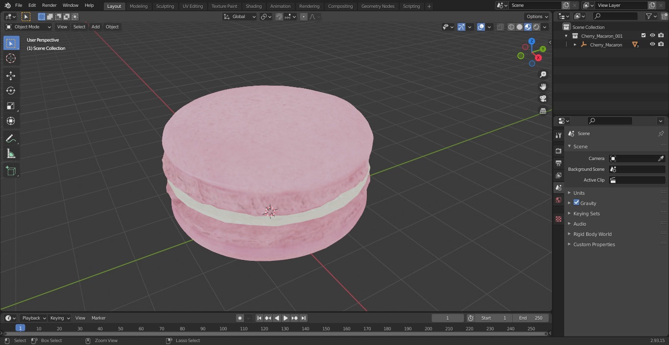 Cherry Macaron 3D model