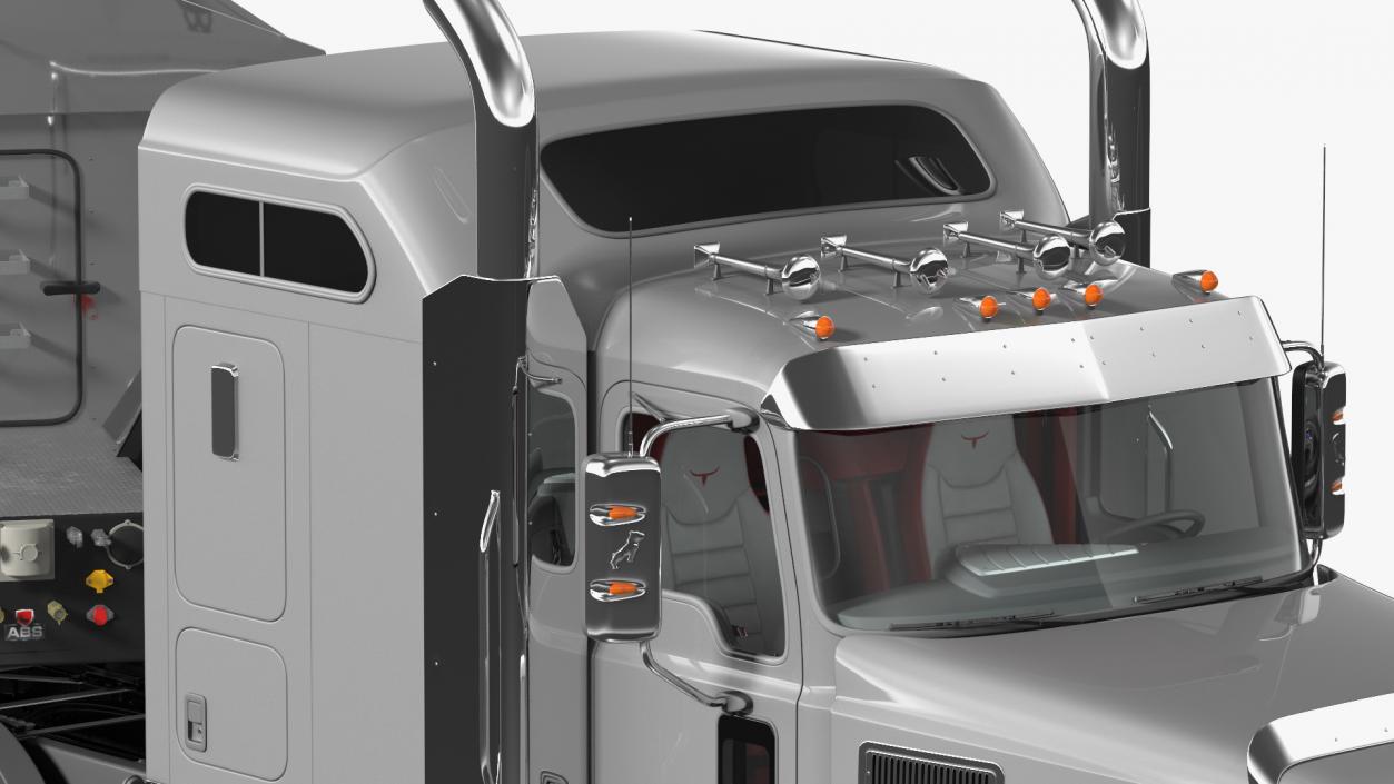 3D model Truck Mack CHU613 With Trailer ABS LRC Unload