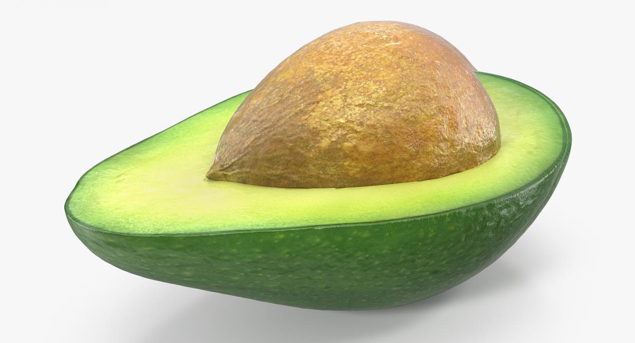 Avocado Half with Seed 3D