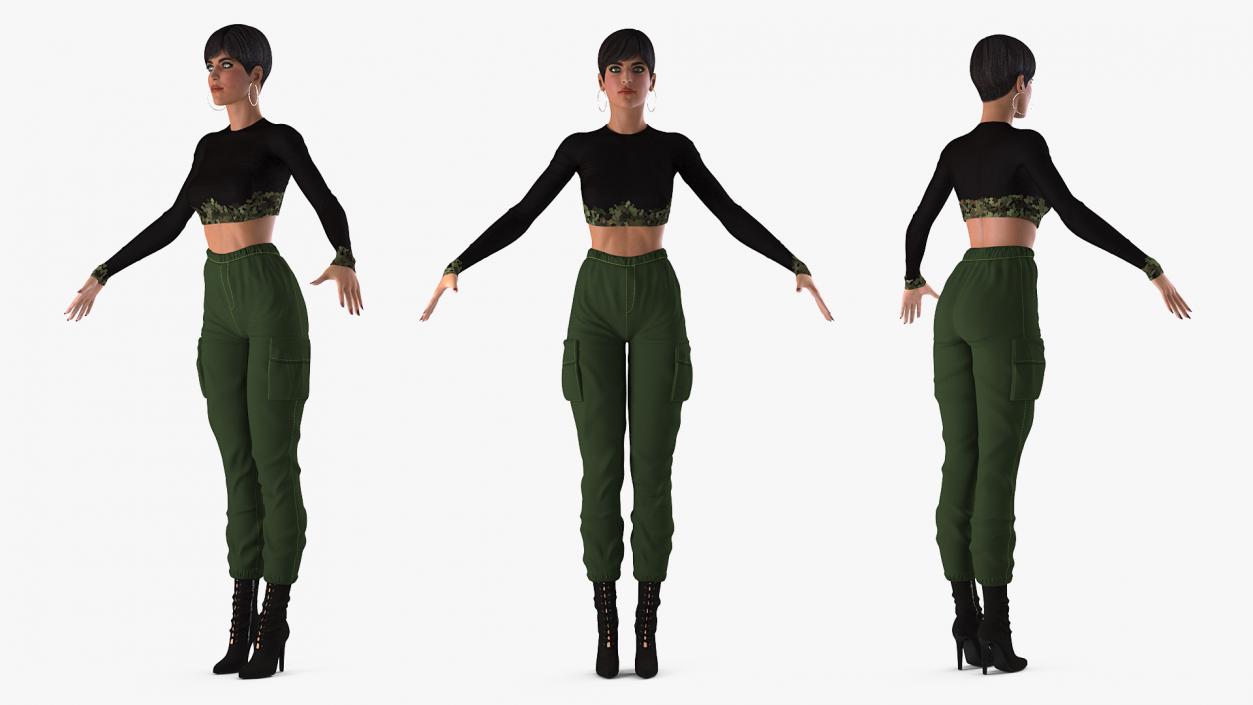 3D model Woman in Casual Clothes Rigged