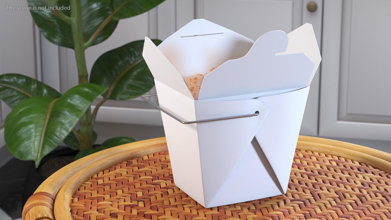 Paper Take Out Food Container 16 Oz Opened 3D