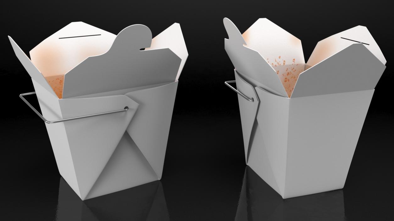 Paper Take Out Food Container 16 Oz Opened 3D