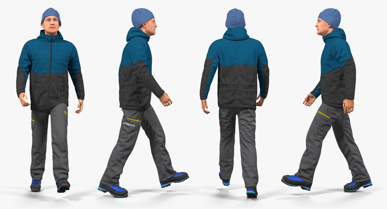 Winter Men Sportswear Walking Pose 3D model
